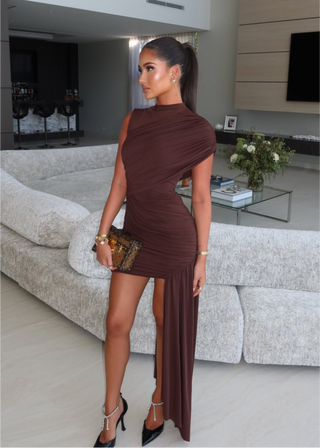 Lydia | Asymmetrical Ruched Maxi Dress